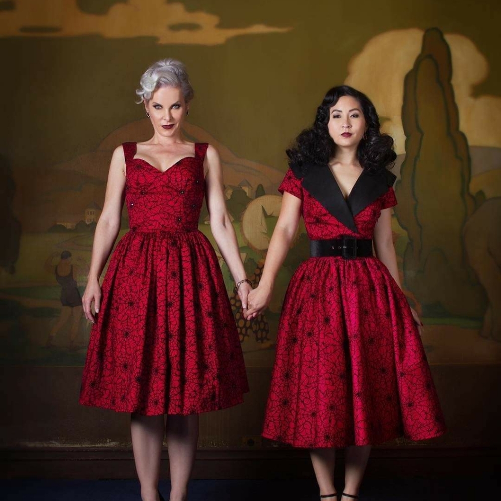 Pinup Couture Red Spiderweb Flocked Aurora 3xl